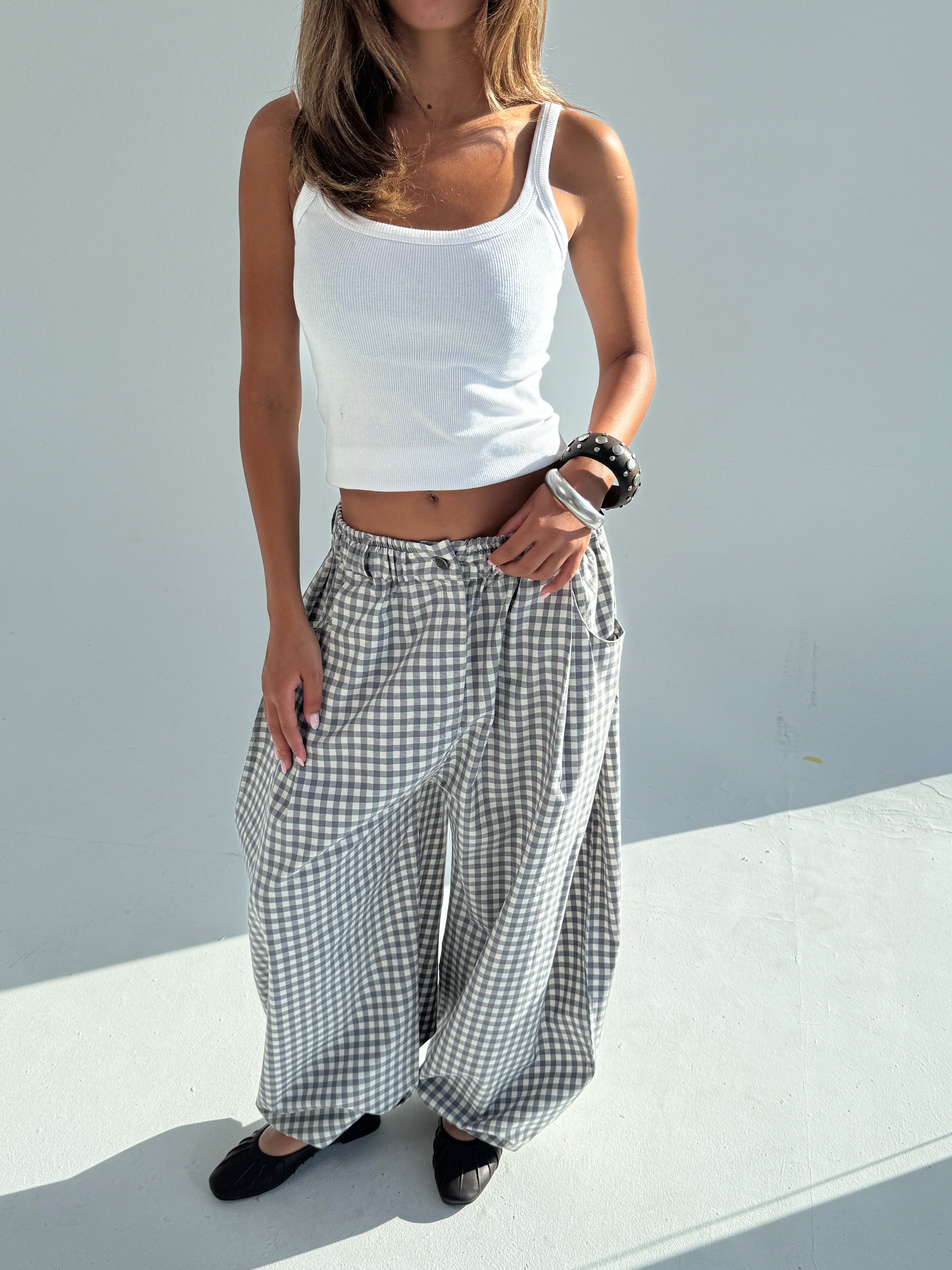 Plaid Pants Grey/White