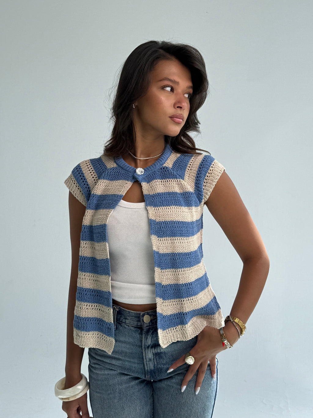 Buttoned knit in Baby Blue