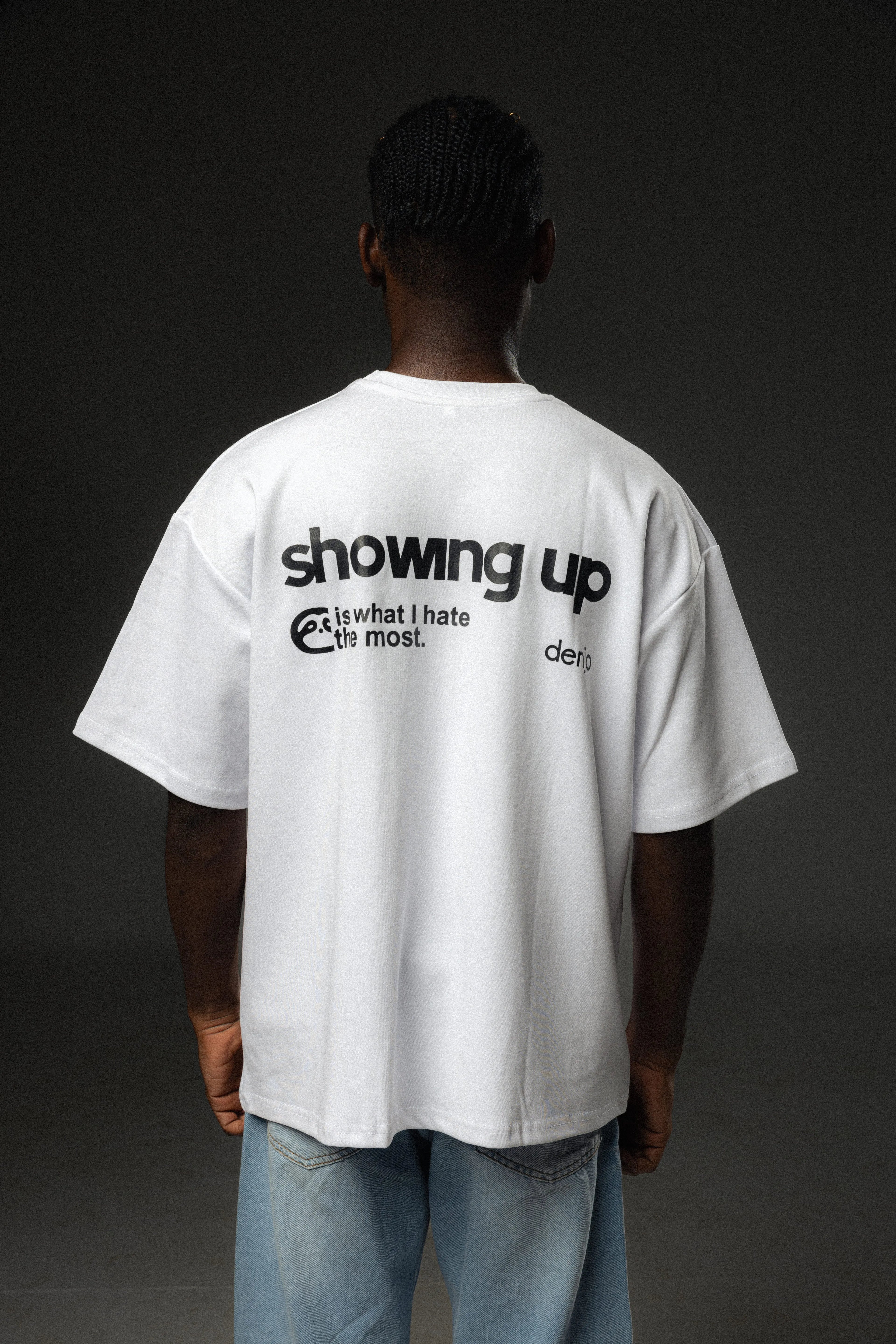 Showing Up White Tee