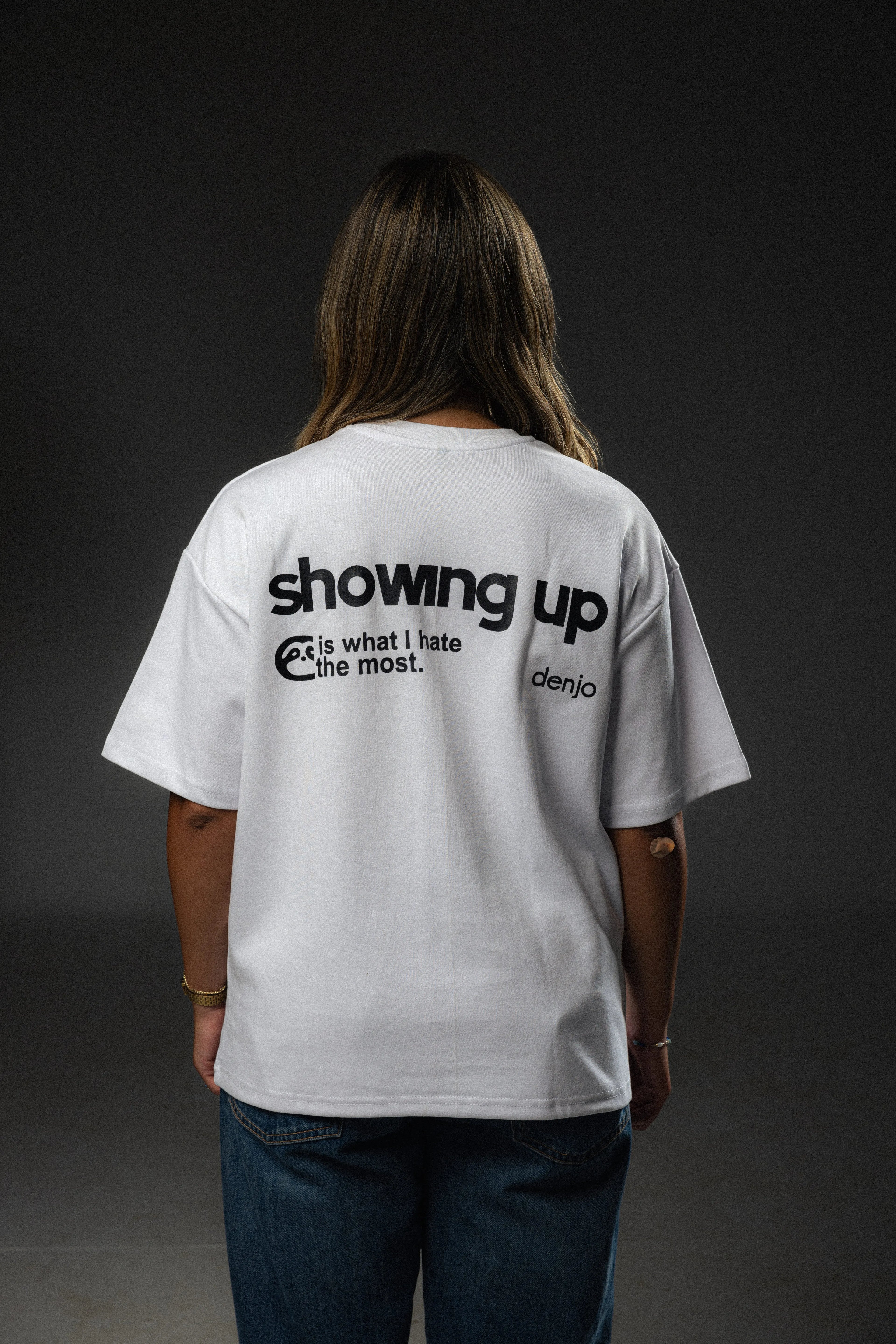 Showing Up White Tee