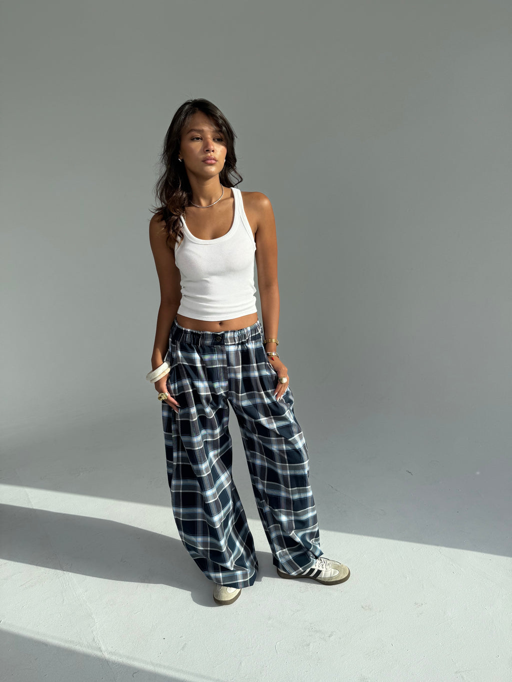 Plaid Pants Blue Shade