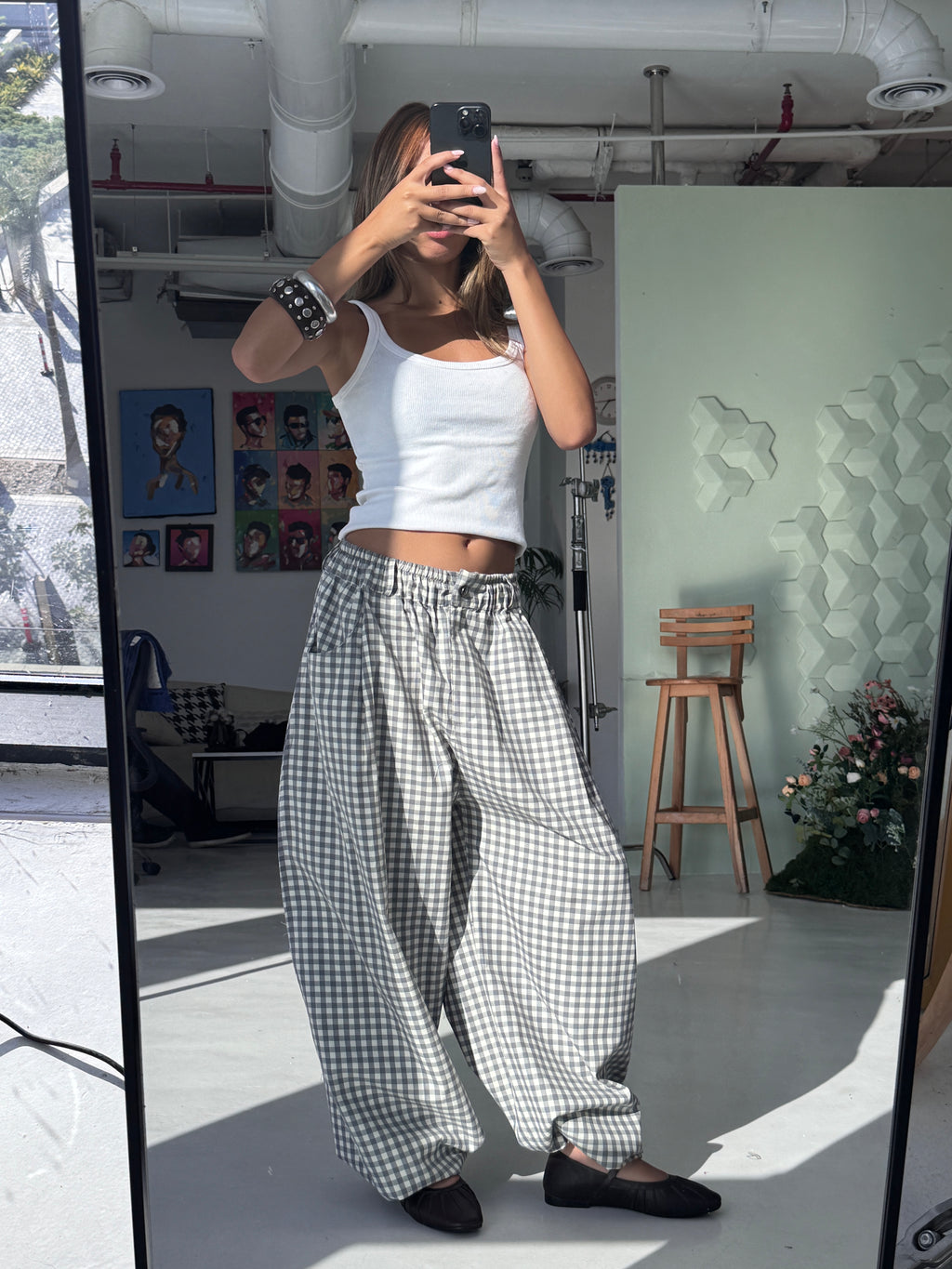 Plaid Pants Grey/White