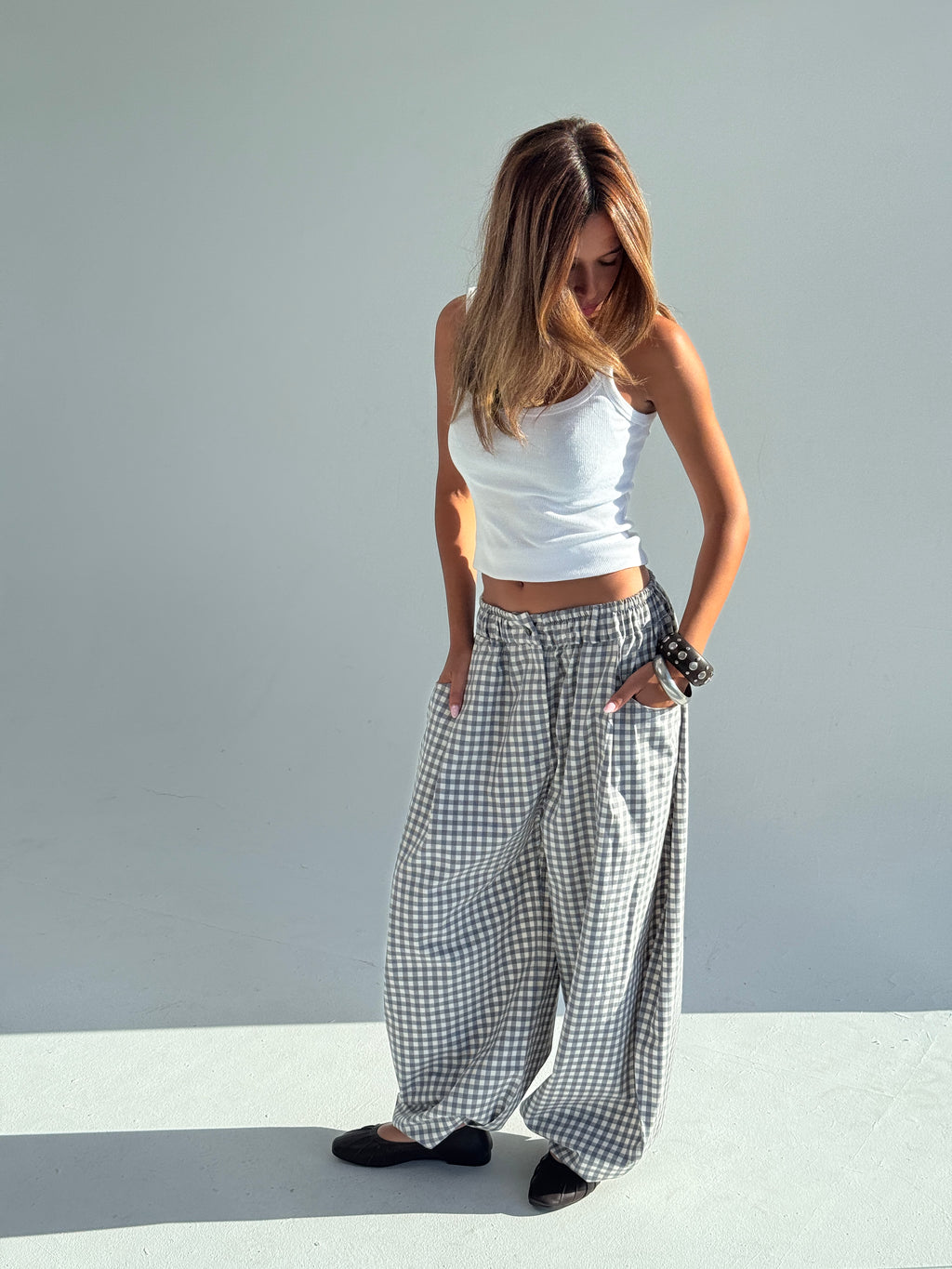 Plaid Pants Grey/White