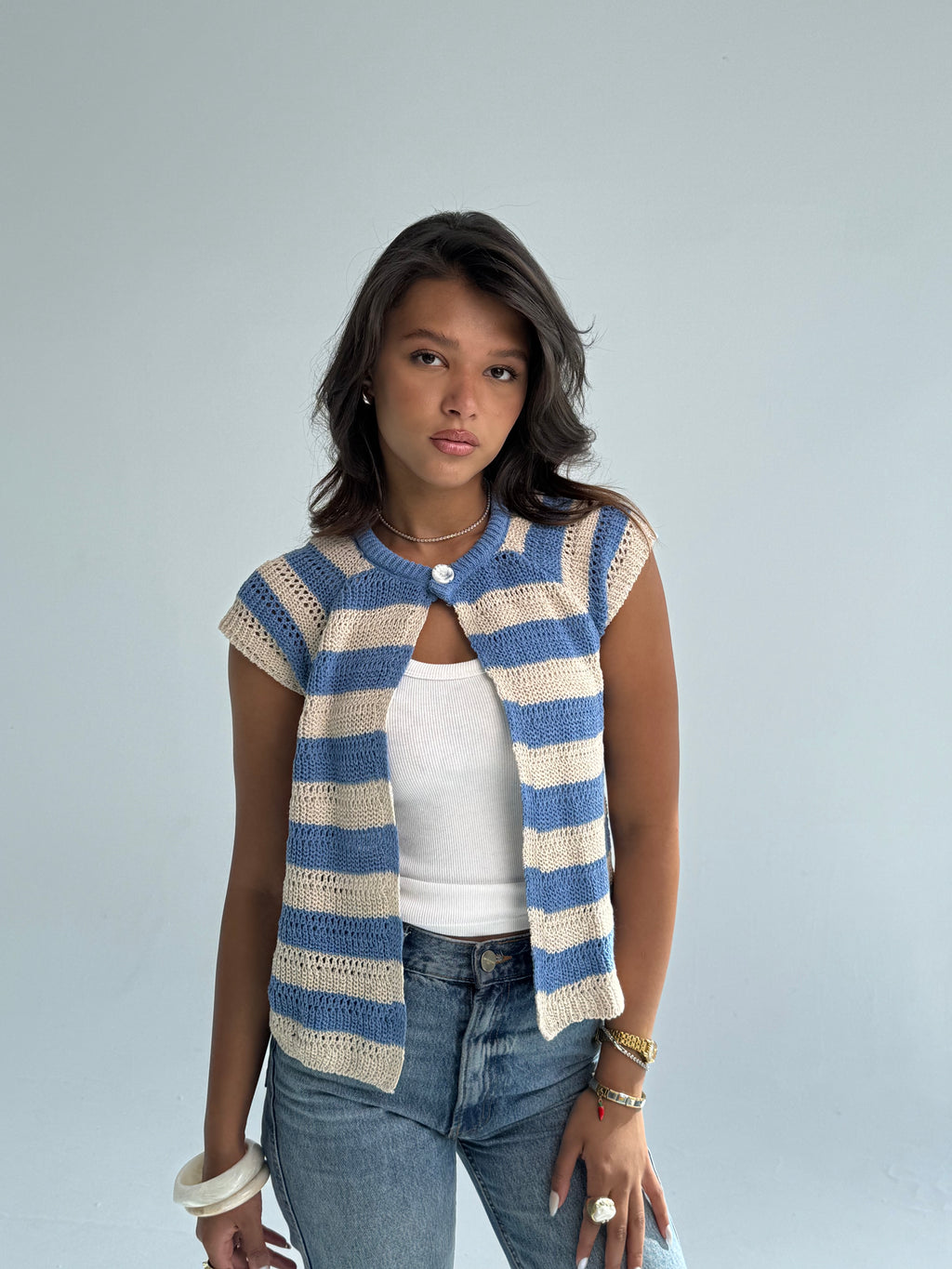 Buttoned knit in Baby Blue