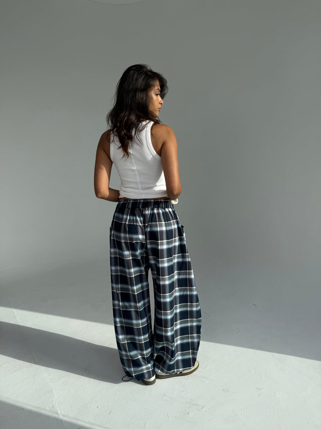 Plaid Pants Blue Shade