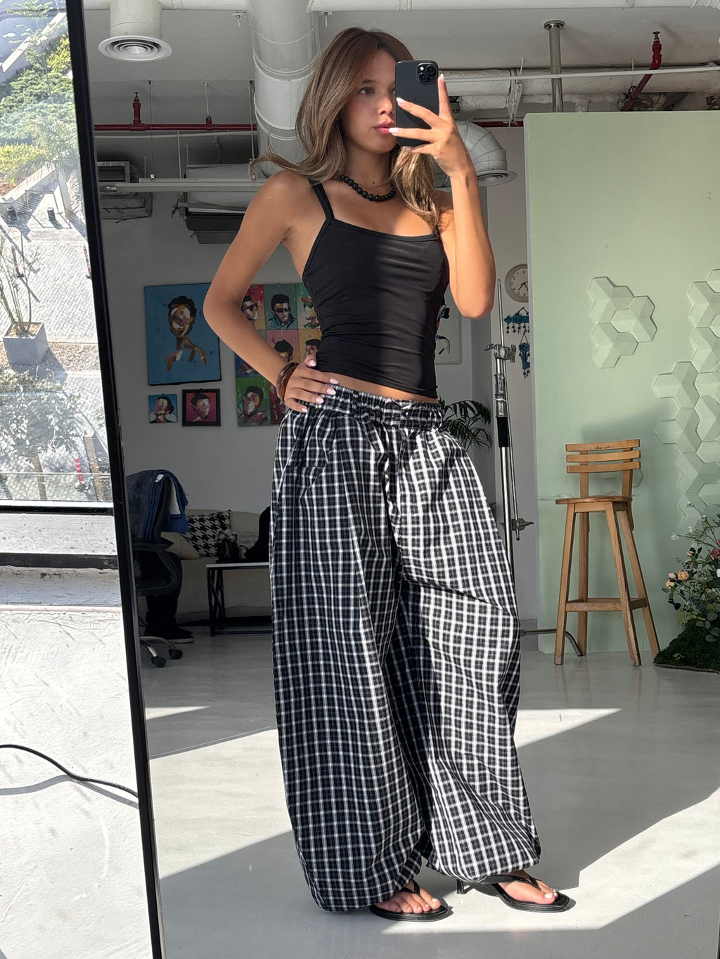 Plaid Pants Black/White