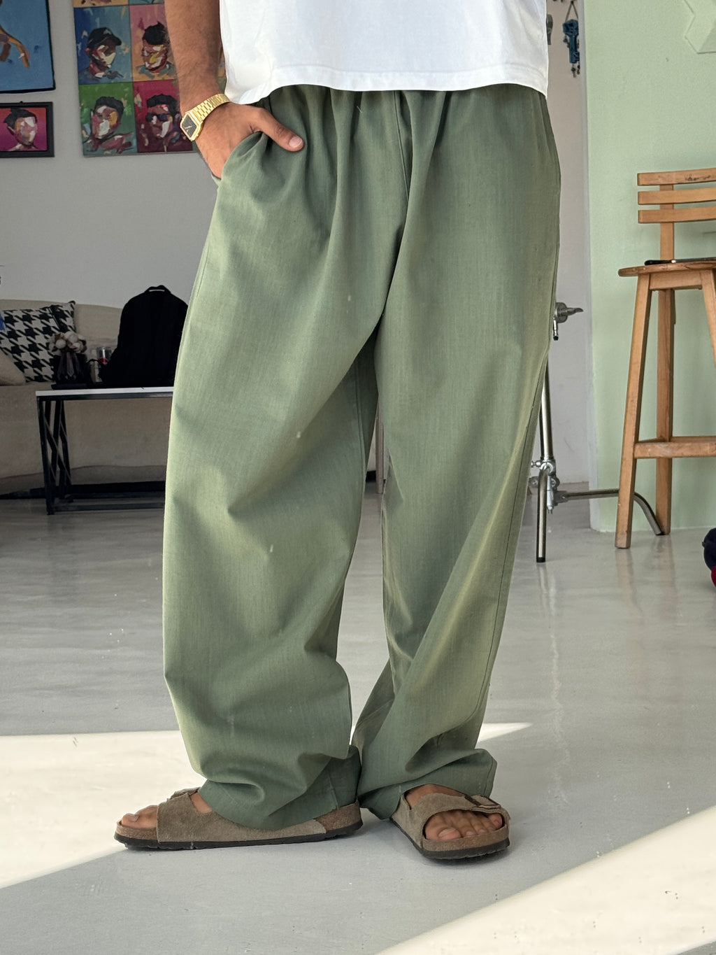 Olive Linen Pants