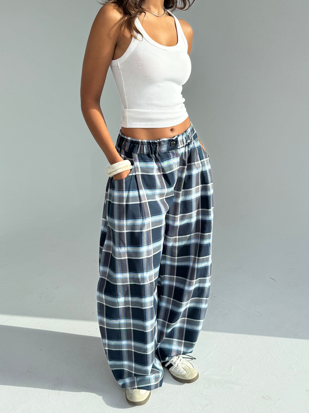 Plaid Pants Blue Shade