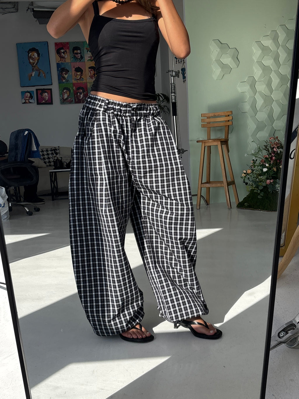 Plaid Pants Black/White