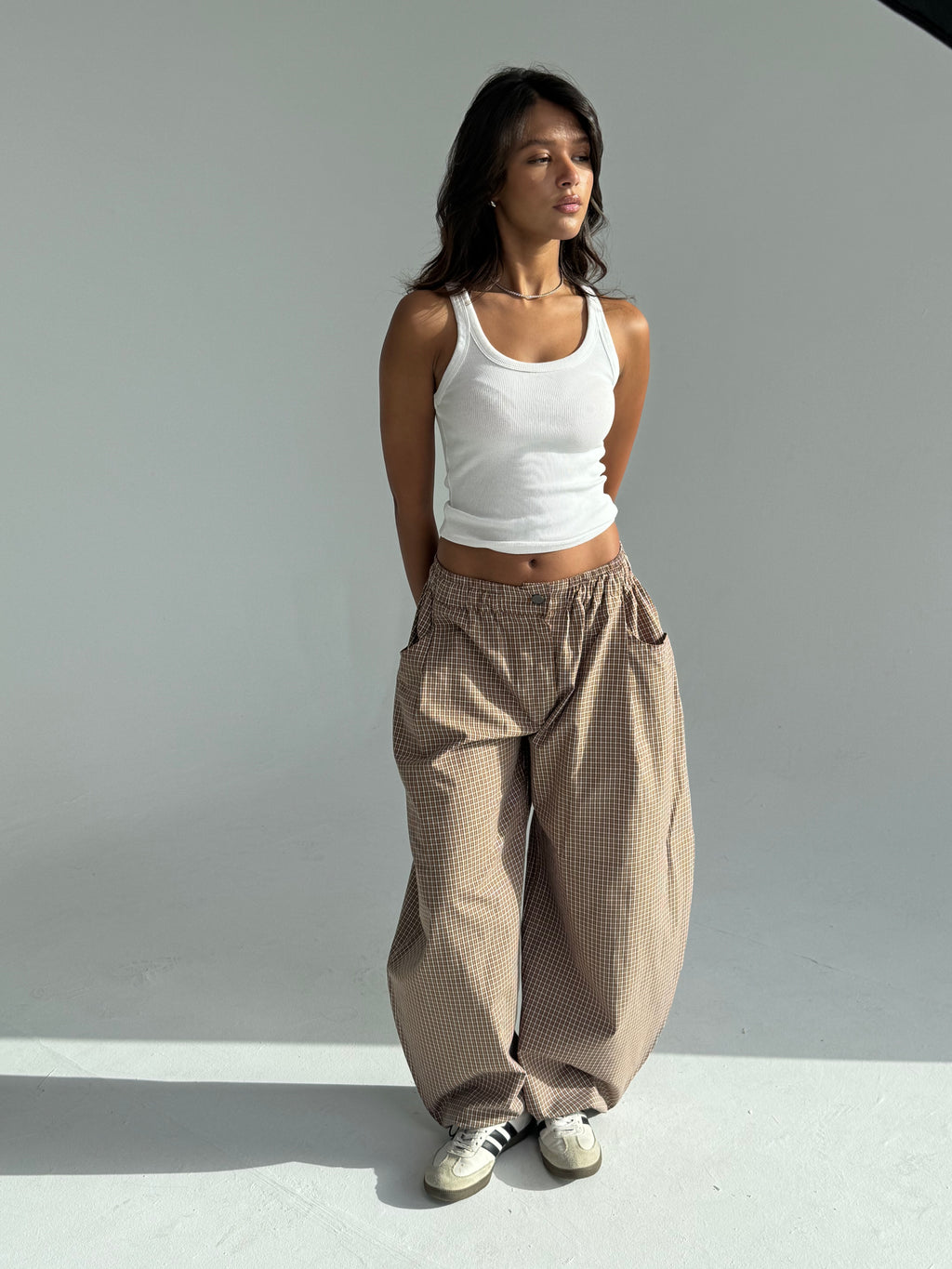 Plaid Pants Brown Shade