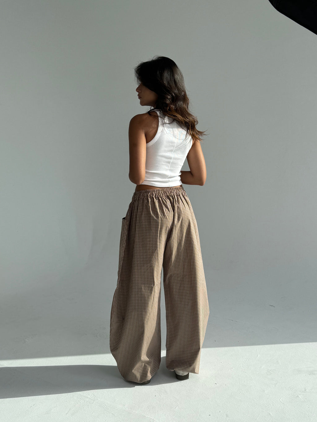Plaid Pants Brown Shade
