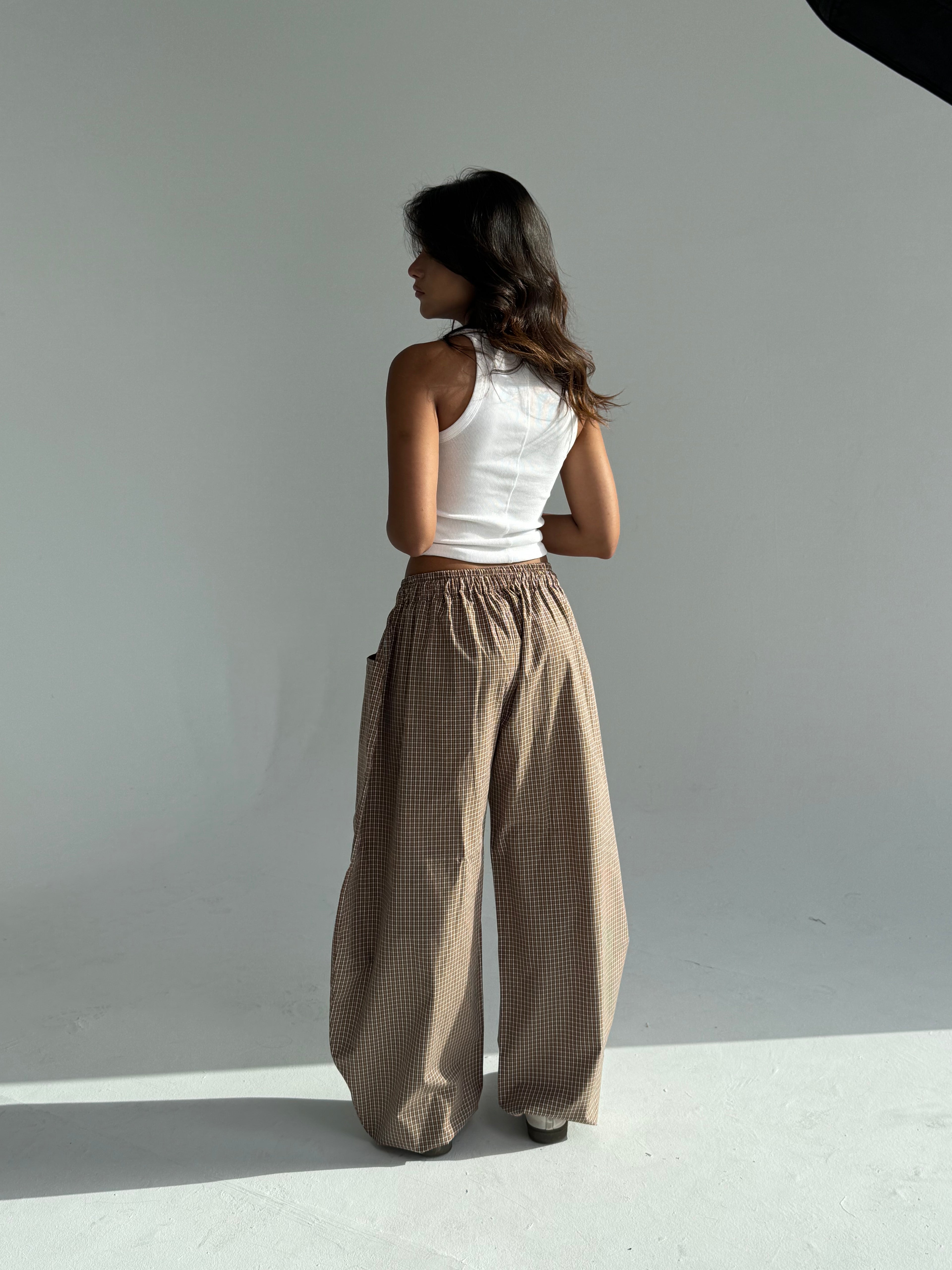 Plaid Pants Brown Shade