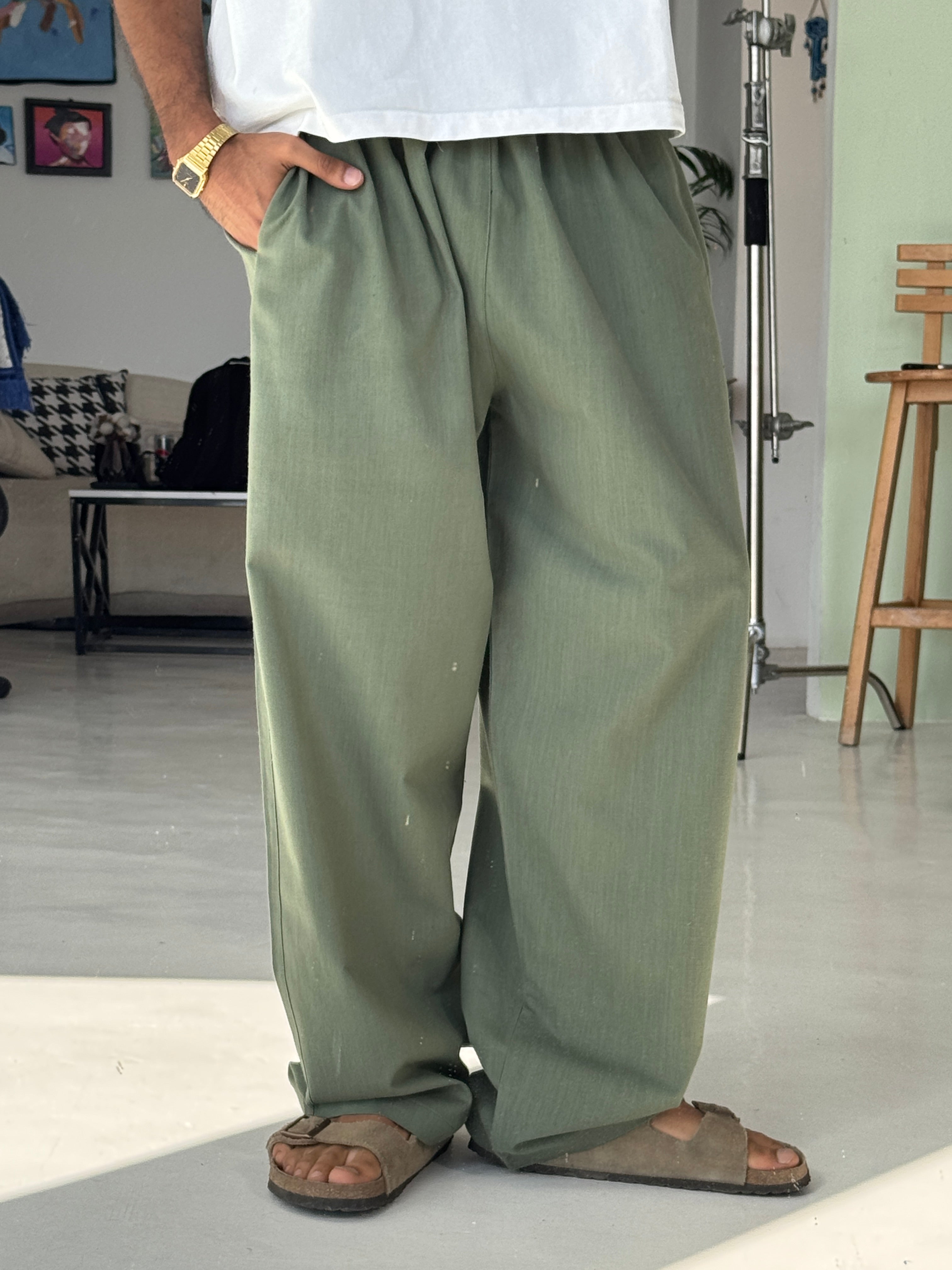 Olive Linen Pants