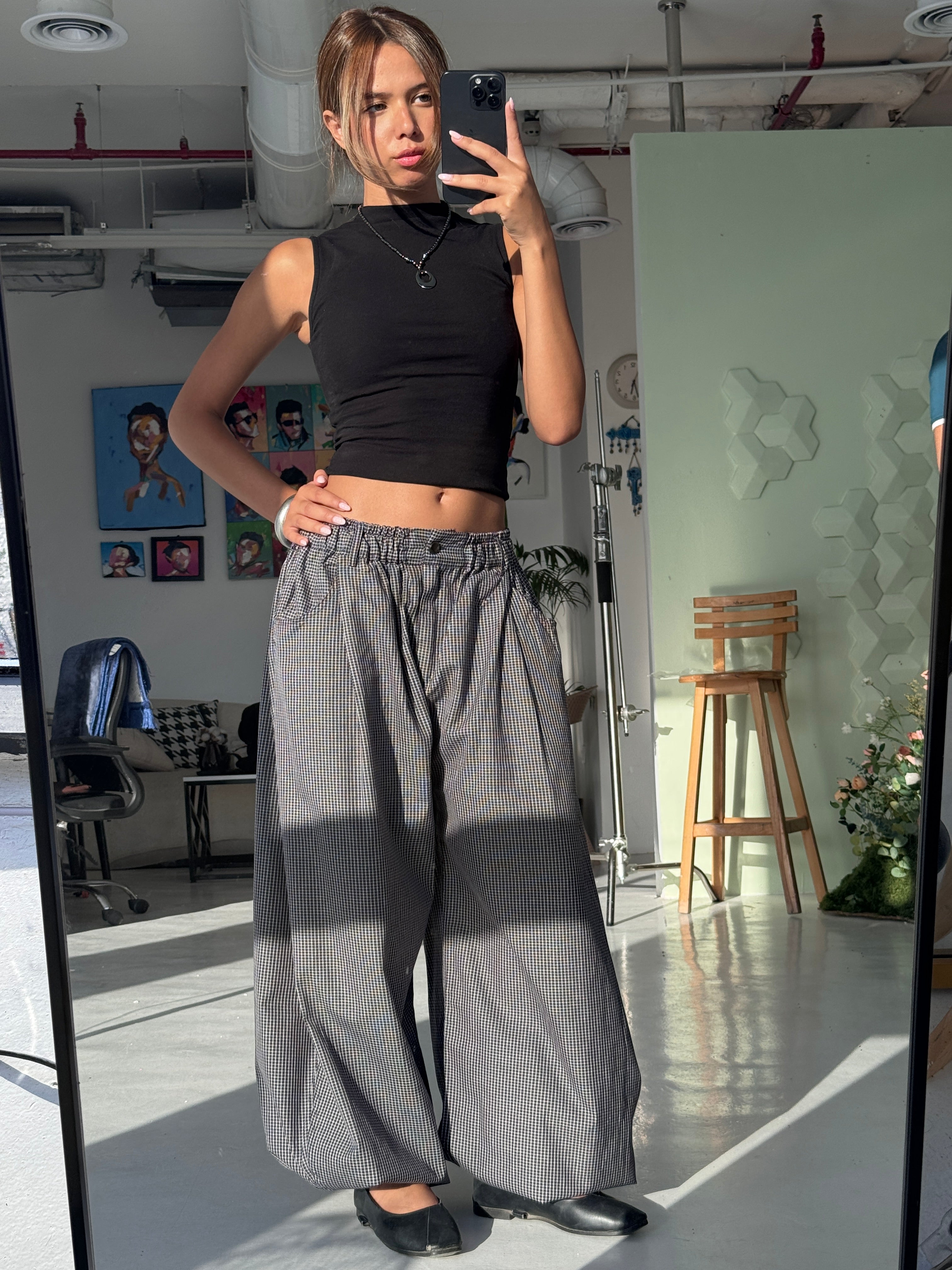 Plaid Pants Dark Shade